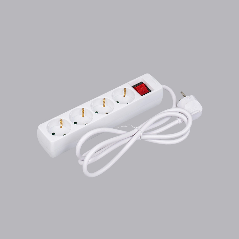 LOB-04K Rechthoekige 4-voudige stekkerdoos van het Duitse type met schakelaar Multi-Socket