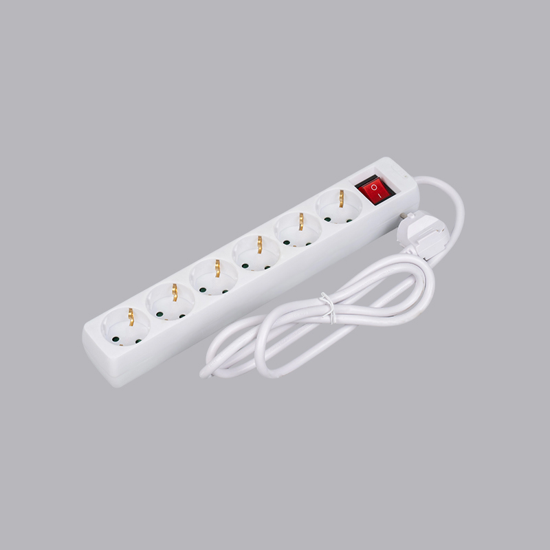 LOB-06K Duitse rechthoekige 6-voudige stekkerdoos met schakelaar Multi-Socket