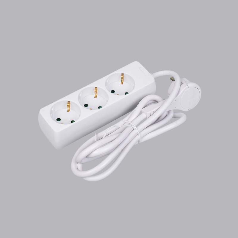 LOB-03L Duitse rechthoekige 3-weg stekkerdoos met trekring Multi-Socket