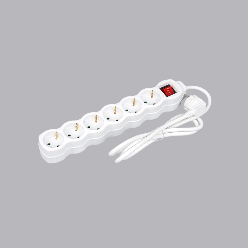 LOG-06K Duitse kalebasvormige 6-voudige stekkerdoos met schakelaar Multi-Socket