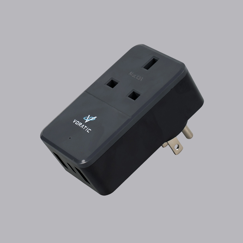 VT-926-US VK naar VS, 1 stopcontact, 2 USB-poorten, 1 typeC-poortadapter