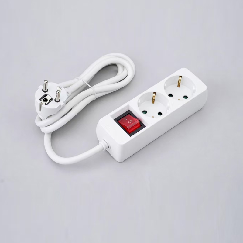 LOB-02K Duitse rechthoekige 3-weg stekkerdoos met schakelaar Multi-Socket